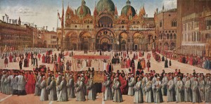 Gentile Bellini, Processione a Piazza San Marco 1496, Galleria dell'Accademia Venezia