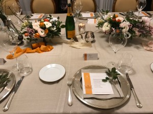 La magnifica tavola alla cena Veuve Clicquot Atelier Des Grandes Dames presso  ristorante I Salotti del Patriarca